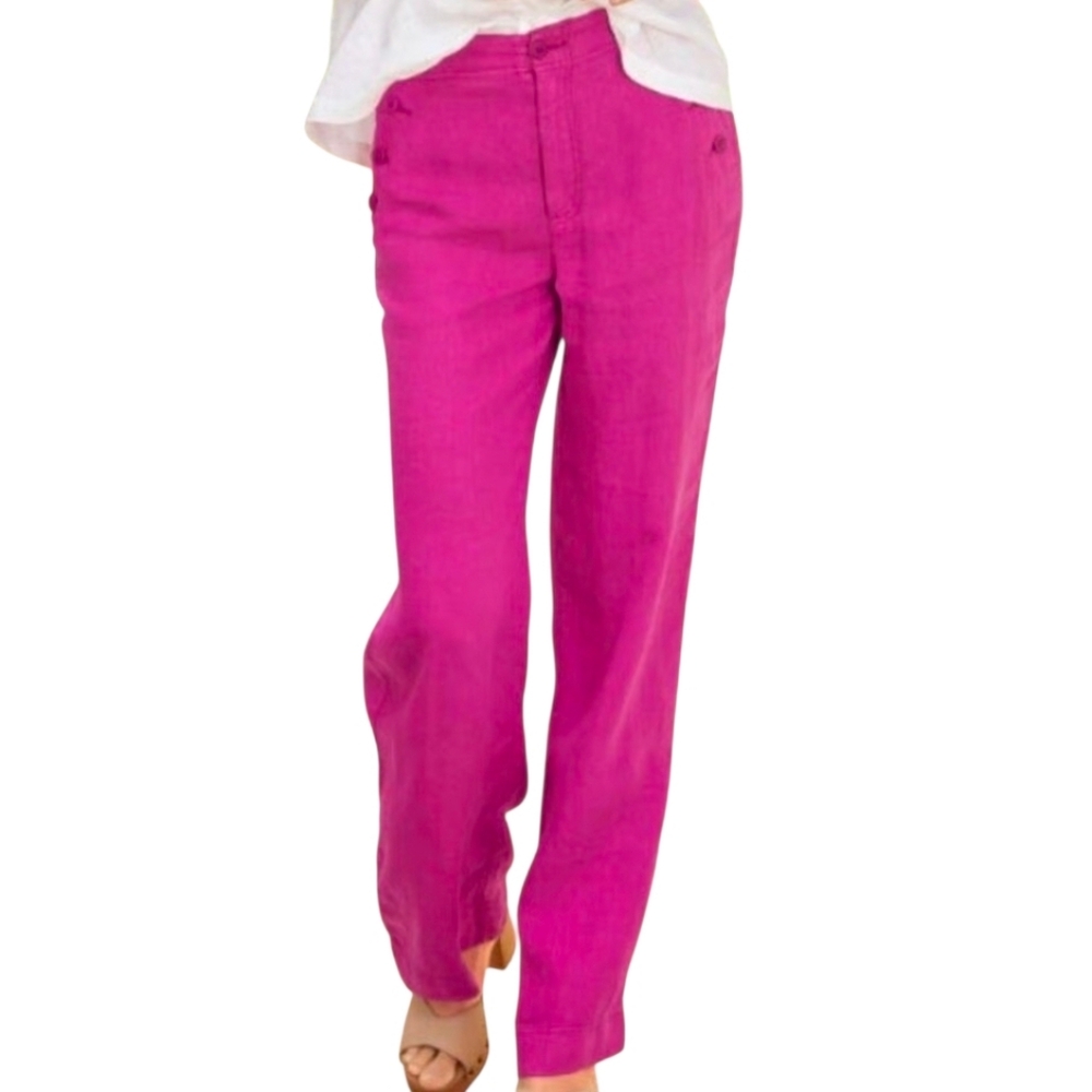 Sundance Wide Leg Linen Pants in Bright Fuchsia